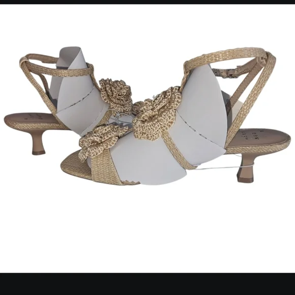 🌻 A New Day Esme Floral Tan Kitten Heels - Size 8.5 NWT - Picture 5 of 9